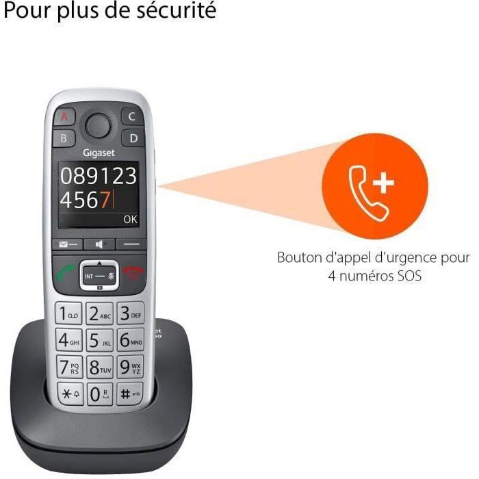 Gigaset Téléphone sans fil dect silver - giga e 560 silver