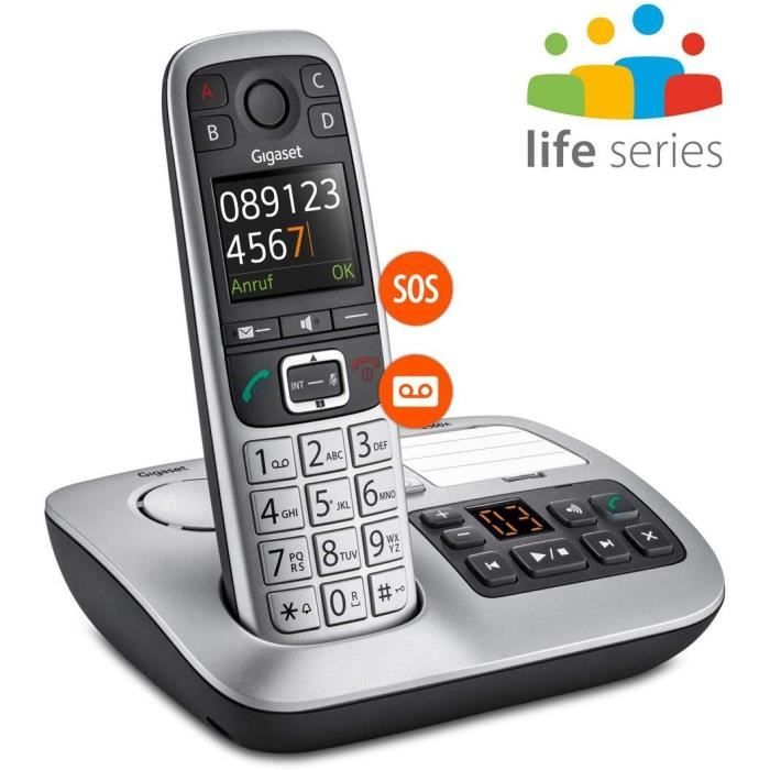 Gigaset Téléphone sans fils dect noir/argent avec répondeur - e560a