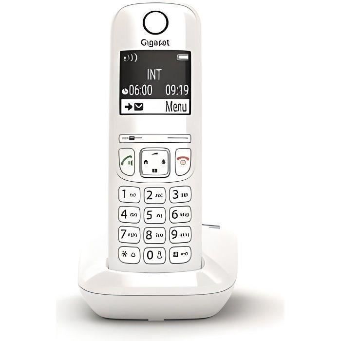Téléphone Fixe GIGASET AS690 Blanc - Mains-libres performant HSP™ et blocage d'appels efficace