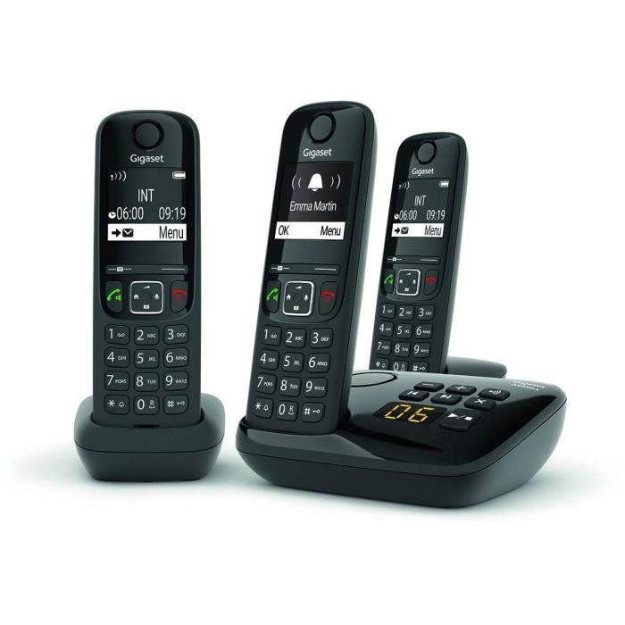 GIGASET Téléphone Fixe AS690 A Trio Noir