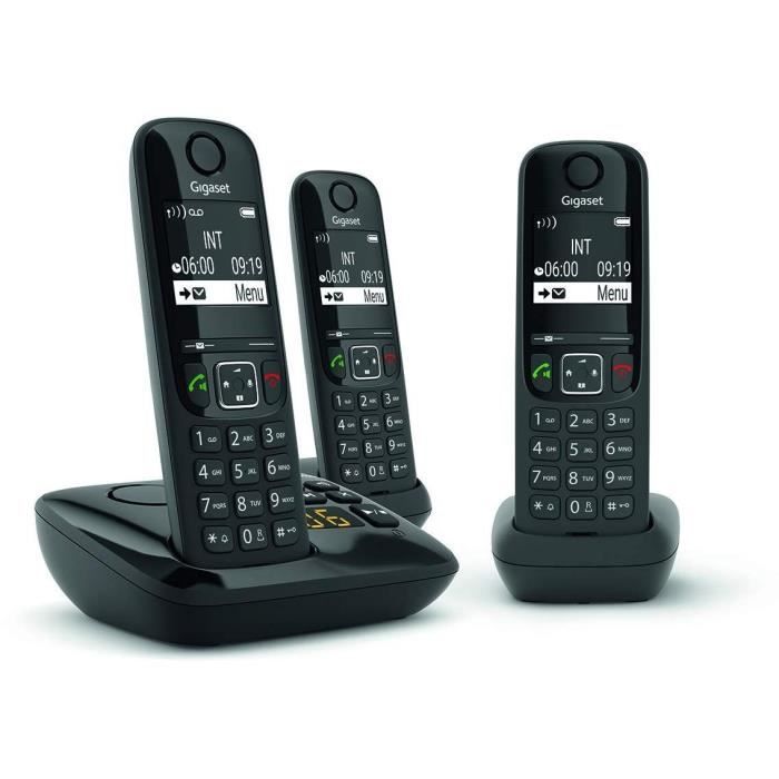GIGASET Téléphone Fixe AS690 A Trio Noir