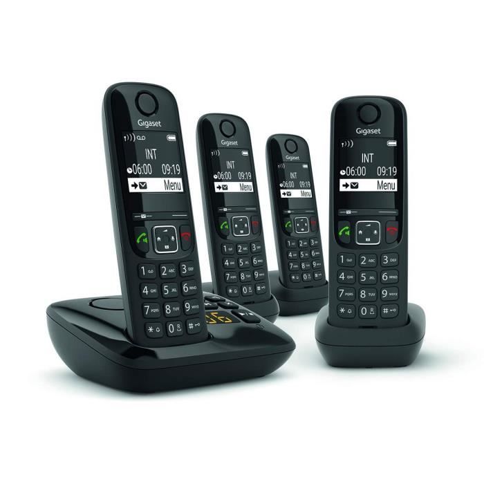 GIGASET Téléphone Fixe AS690 A Quattro Noir