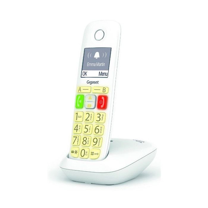 Téléphone Fixe GIGASET E290 Blanc - Grand écran et touches larges - Mode Audio Boost - Répertoire 150 contacts