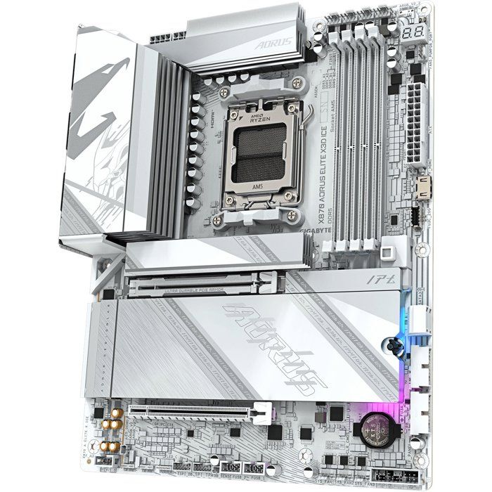 Carte mere - GIGABYTE - X870 A ELITE X ICE X870 X3D - Format ATX - Chipset AMD X870 - DDR5 & PCIe 5.0