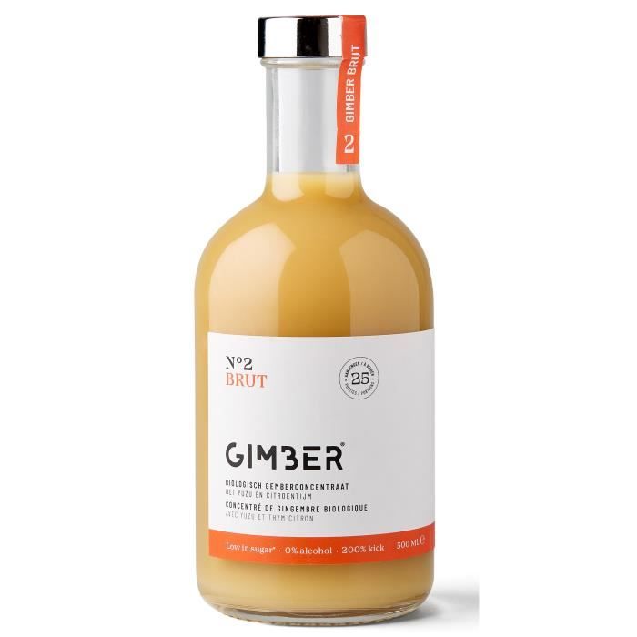 Gimber - N°2 - Brut - Concentré de gingembre biologique avec yuzu et thym citron - 500ml