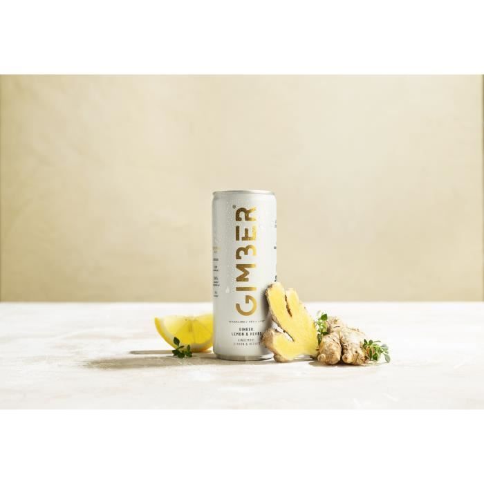 Gimber - Original - Pret-a-boire - Canette - Gingembre, citron et herbes - 12 x 250ml