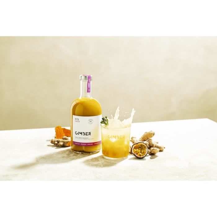 Gimber - N°3 - Lilly - Concentré de gingembre biologique avec fruit de la passion, ananas et curcuma - 700ml