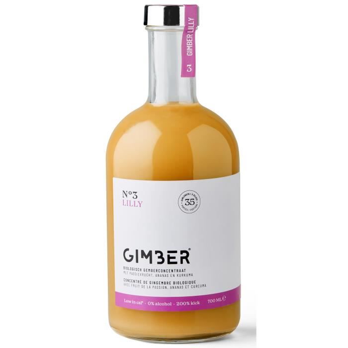 Gimber - N°3 - Lilly - Concentré de gingembre biologique avec fruit de la passion, ananas et curcuma - 700ml