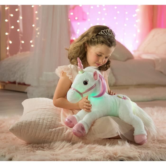 Gipsy Toys - Lica Bella FÈerique Et Lumineuse - Peluche Licorne Interactive - 35 cm - Blanc - Rose