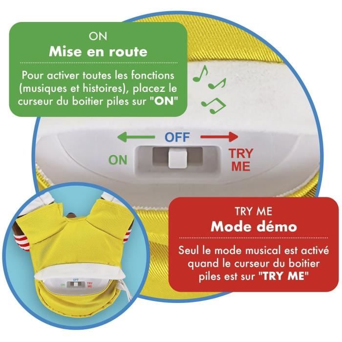 Gipsy Toys - Petit Ours Brun ñ Peluche Musicale Qui Parle Conteur d'Histoires - 28 cm ñ Marron Jaune Rouge