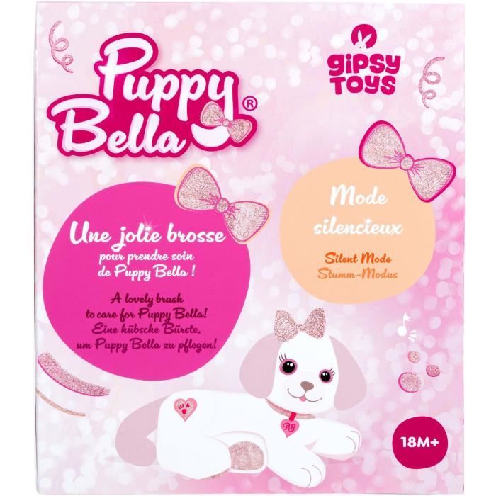 Peluche chien Puppy Bella - GIPSY TOYS - Toute douce qui s'illumine au rythme de jolies mélodies - 30 cm