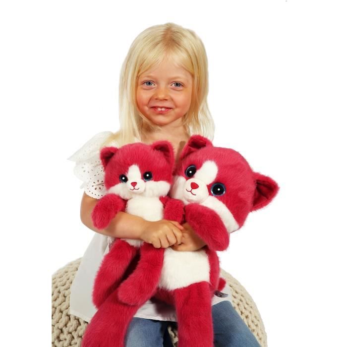 Peluche Chat Leggies - GIPSY TOYS - Framboise, 48 cm
