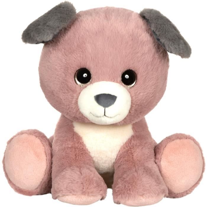 Peluche Puppy Eyes Pets - GIPSY TOYS - Chien rose et gris - 22 CM