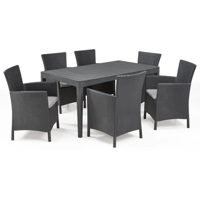 Table de jardin - rectangulaire - gris graphite - en résine - 6 personnes - Girona - Allibert by KETER