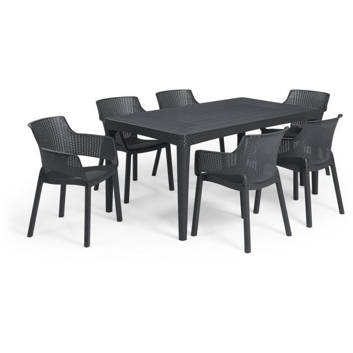 Table de jardin - rectangulaire - gris graphite - en résine - 6 personnes - Girona - Allibert by KETER