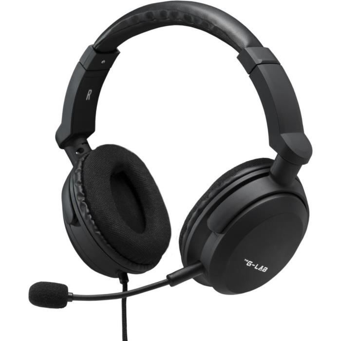Casque Gamer Filaire - The G-Lab - KORP CARBON - Microphone DÈtachable - PC/Playstation/Xbox - Noir
