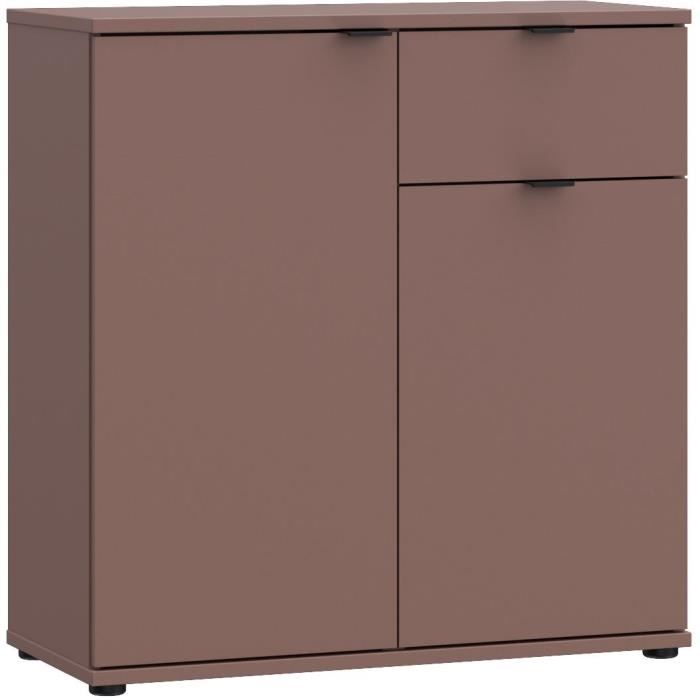 Commode - GANYMEDE - 2 portes - 1 tiroir - Terracotta - 80,1 x 34,1 x 82,3 cm