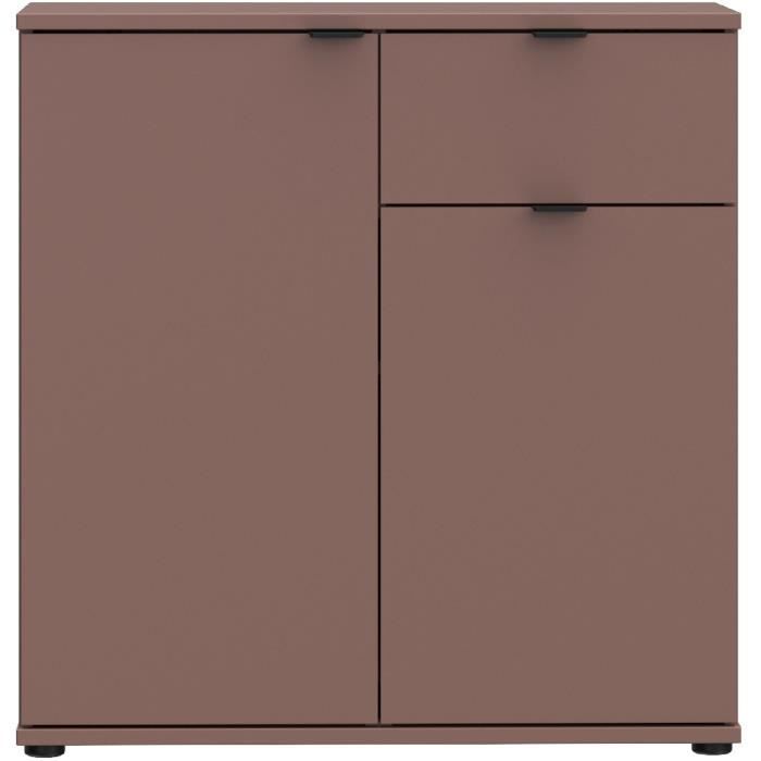 Commode - GANYMEDE - 2 portes - 1 tiroir - Terracotta - 80,1 x 34,1 x 82,3 cm