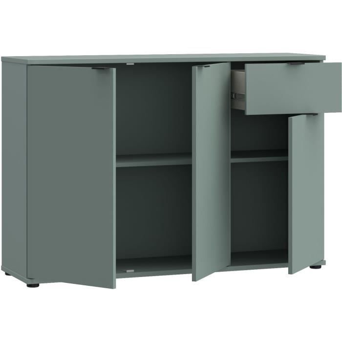 Buffet - GANYMEDE - 3 portes - 1 tiroir - Sauge - 119,8 x 34,1 x 82,3 cm