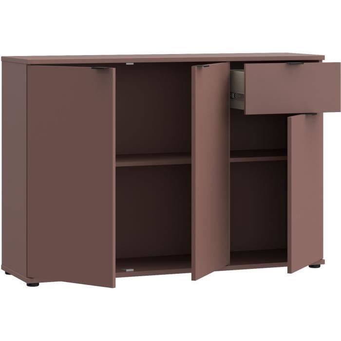 Buffet - GANYMEDE - 3 portes - 1 tiroir - Terracotta - 119,8 x 34,1 x 82,3 cm