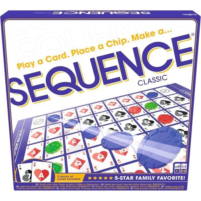 SEQUENCE Jeu de stratégie Goliath - Classique des USA - 2 lignes de 5 - 2 joueurs ou plus