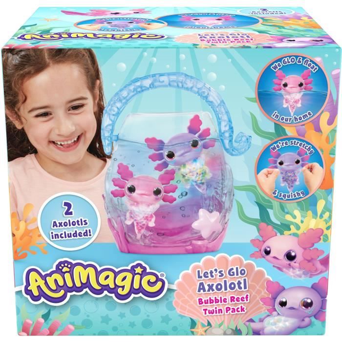 Animagic - GOLIATH - Pack double Axolotl - Aquarium a bulles - Rose / Violet - Des 4 ans