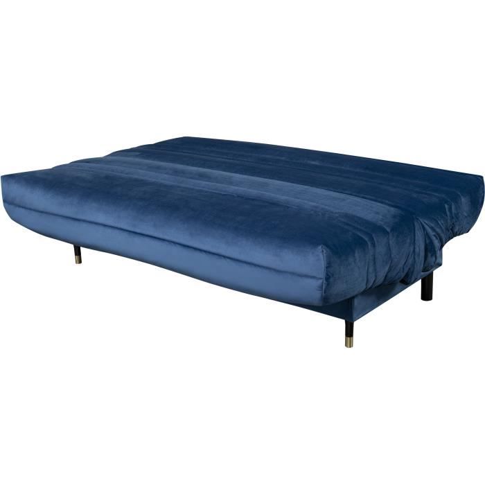 GOLDY Clic-clac 2/3 places - Matelas SIMMONS Ep.13 cm - Mousse HR 35 kg/m3 - Tissu Bleu - Fabriqué en France