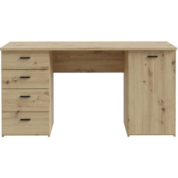 Bureau droit - GOLDSBORO - Chene artisan / Noir - 145,2 x 60 x 75,3 cm