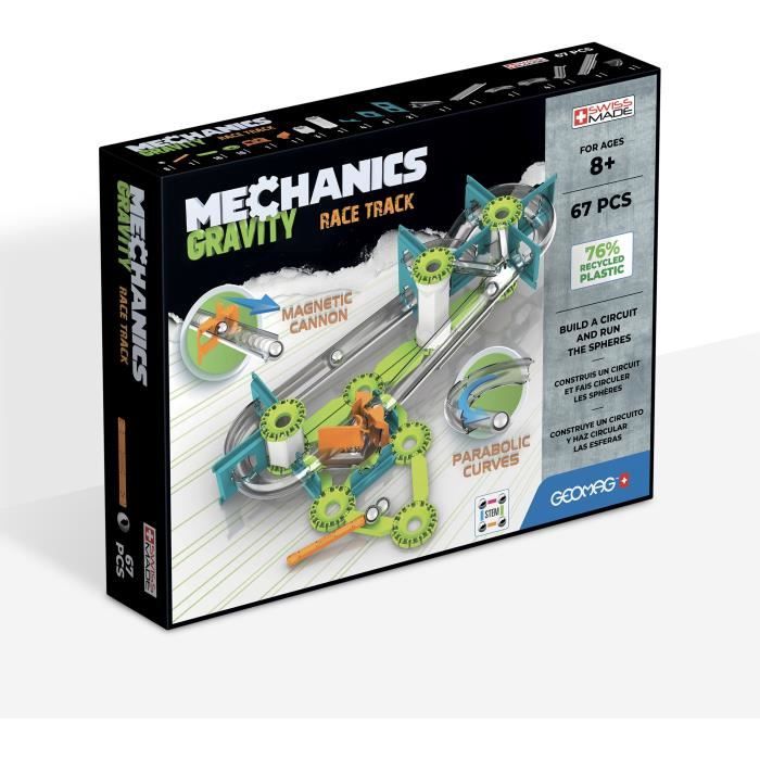 Circuit de billes - GEOMAG - Mechanics Gravity Race Track - 67 pieces - Magnétique - Gravité - Plastique recyclé