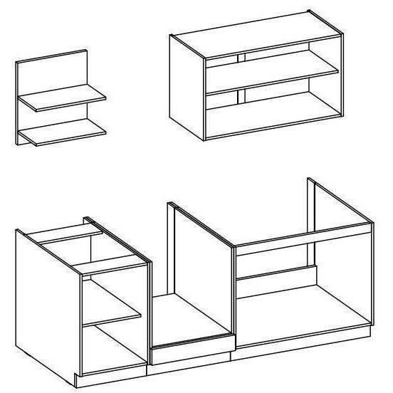 Cuisine complete PREGO - L 210 cm - Décor gris Graphit - Plan de travail 210 cm inclus