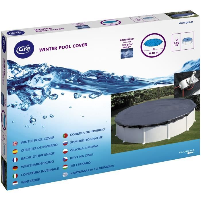 GRE - B‚che d'hivernage pour piscine tubulaire hors-sol ronde ÿ4/4,6m - 180g/m≤ en polyÈthylene