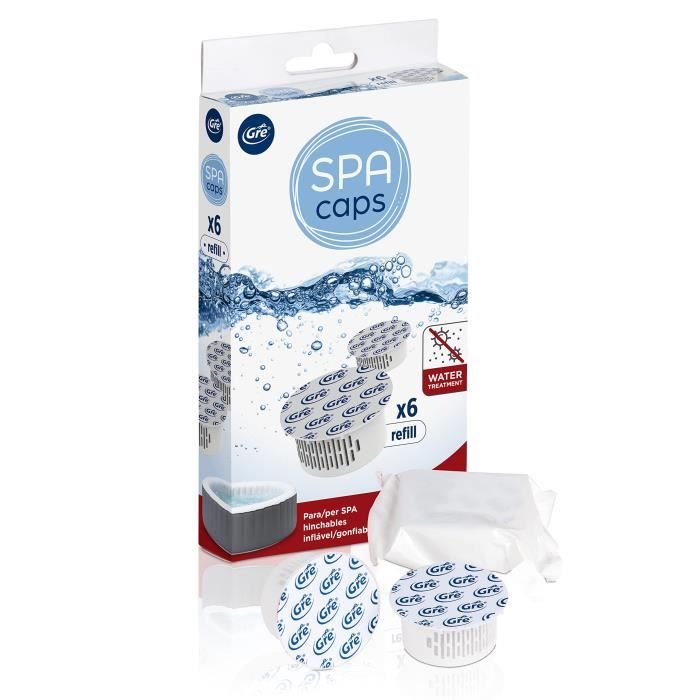 GRE - Recharges SPA CAPS pour désinfection de spa gonflable - Sans chlore - 6 capsules