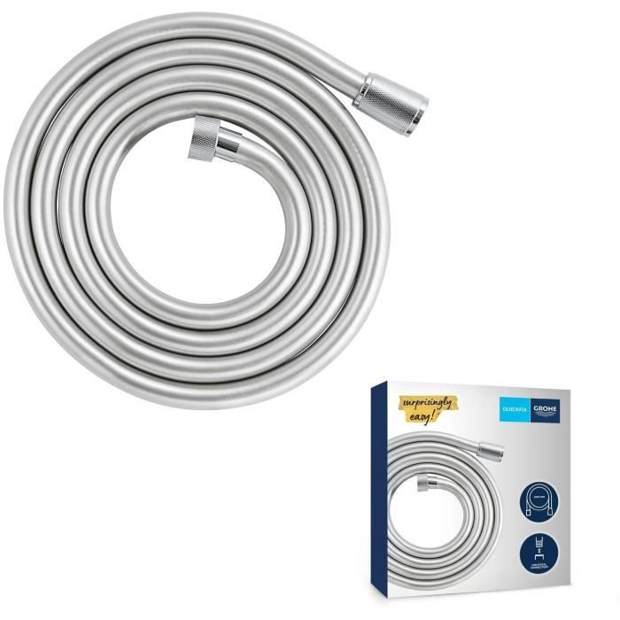 Flexible de douche - GROHE VitalioFlex 27507001 - 2m - Anti-pliures - Anti-torsion - Connexion universelle - Surface lisse - Chromé