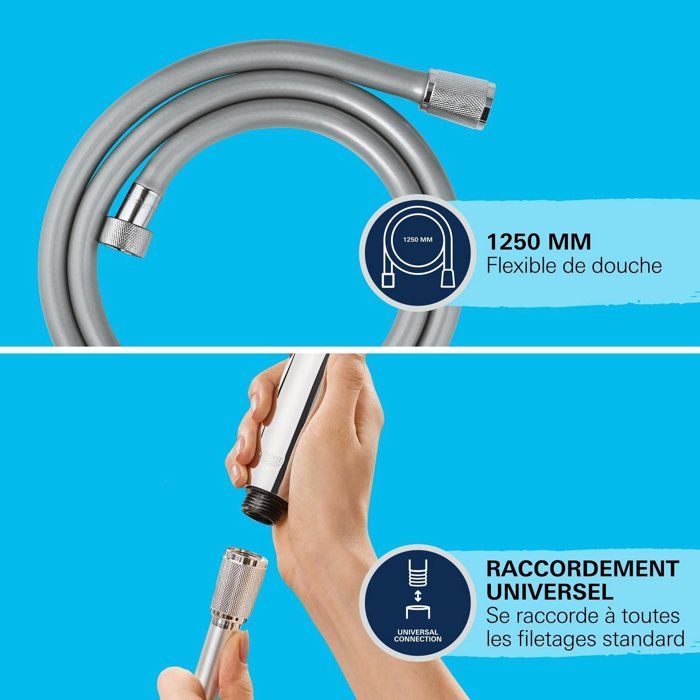Flexible de douche - GROHE - 22114000 - 1,25 m - Chromé - VitalioFlex Trend