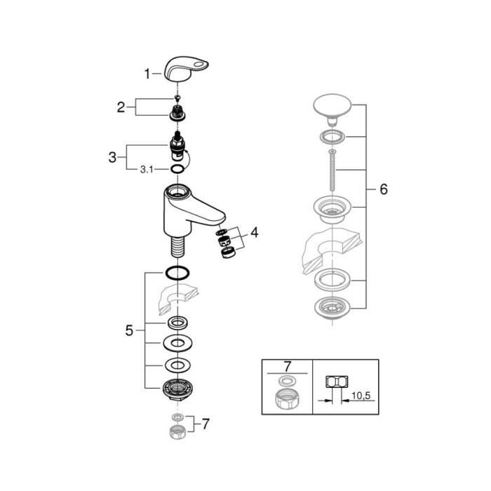 Robinet monofluide lave-mains - GROHE Swift - 20617001 - Chromé- Taille XS - Economie d'eau