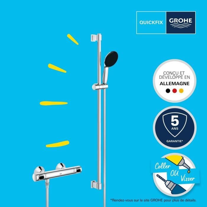 Ensemble de douche - 1 jet - Mitigeur thermostatique - GROHE - 34805001 - Gris