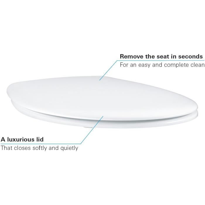 Abattant WC - GROHE - Bau Ceramic - Duroplast - Blanc alpin - SoftClose