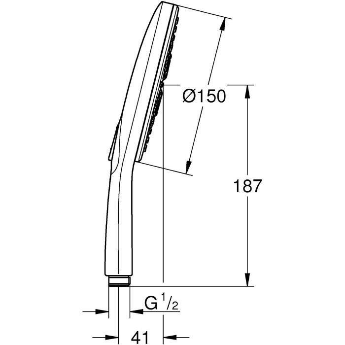 Douchette 3 jets - GROHE - Vitalio SmartActive 150 - Surface de jet blanche - Economie d'eau - Chromé
