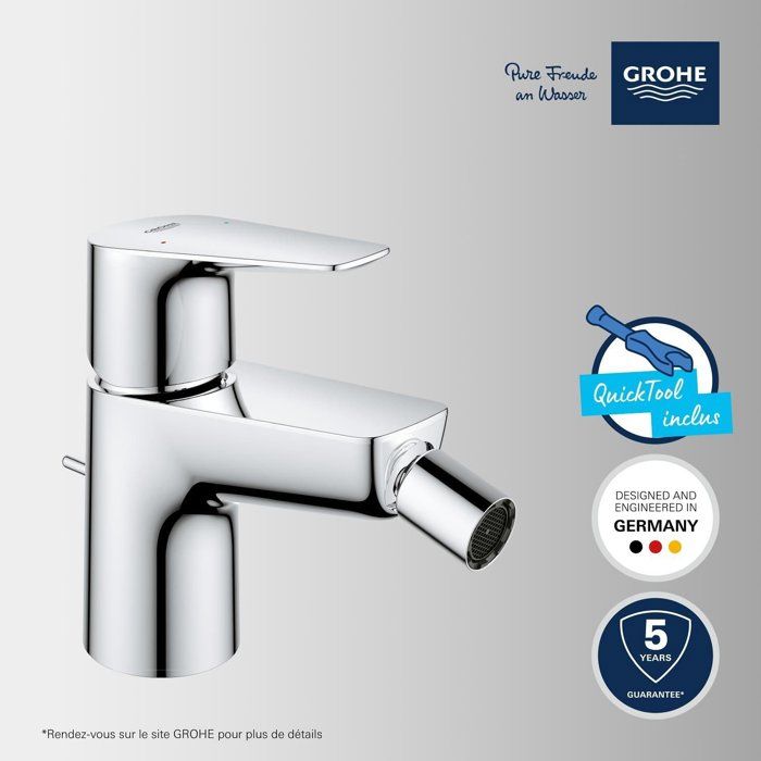 Mitigeur monocommande Bidet GROHE Start Edge - Tirette de vidage - Mousseur économique d'eau - Chromé