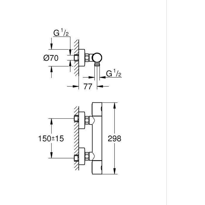 GROHE Mitigeur thermostatique douche Precision Get, montage mural, indicateur de température, filtres intégré, 34773000