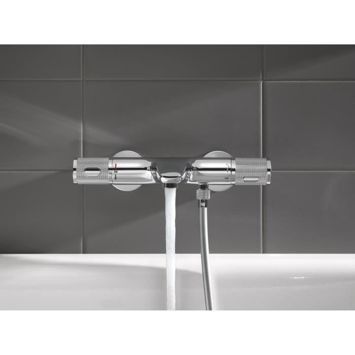 GROHE Mitigeur thermostatique douche Precision Feel, montage mural, indicateur de tempÈrature, filtres intÈgrÈs, chromÈ, 34788000