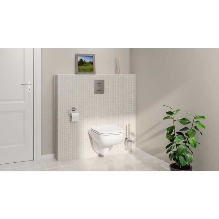 Pack Bâti support 5 en 1 - GROHE - Blanc - 1.13 m - Céramique - Cuvette + abattant + plaque de commande + supports muraux