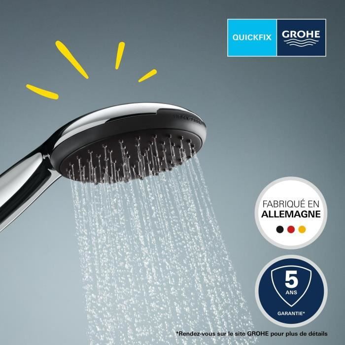 Pommeau de douche - GROHE Vitalio Start 110 27940001 - 1 jet Pluie - Economie d'eau - Procédé anti-calcaire - Chromé