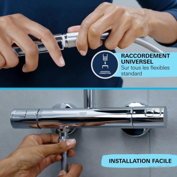 Pommeau de douche - GROHE Vitalio Start 110 27940001 - 1 jet Pluie - Economie d'eau - Procédé anti-calcaire - Chromé
