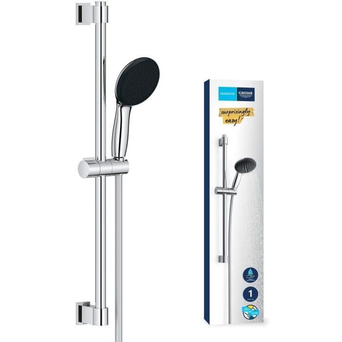 Ensemble de douche avec pommeau 1 jet, barre 60cm et flexible 1,75m - GROHE Vitalio Start 110 27942001 - Economie d'eau - Chromé