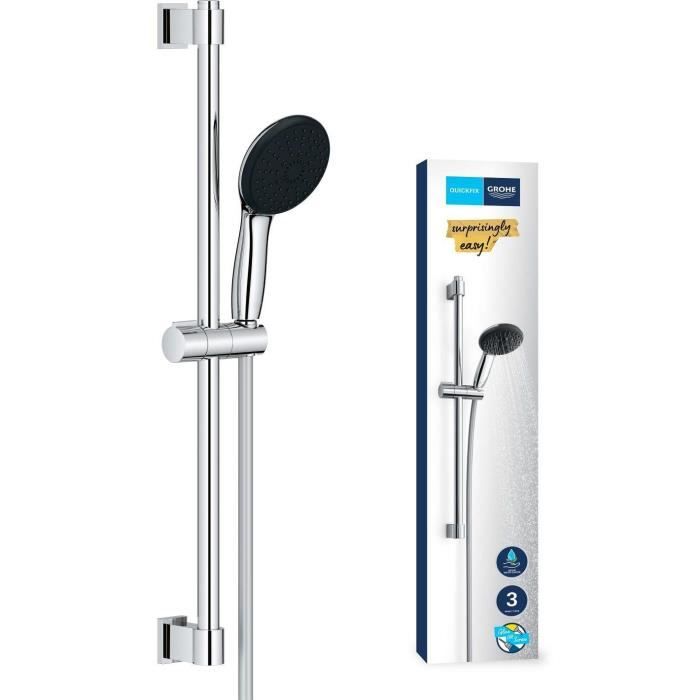 Ensemble de douche avec pommeau 3 jets, barre et flexible - GROHE Vitalio Start 110 26032001 - Sélection facile - Economie d'eau