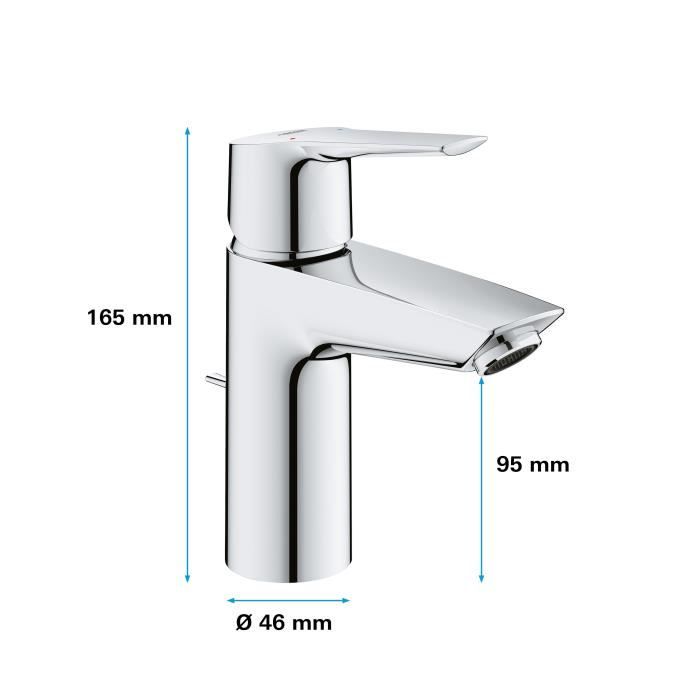 Mitigeur monocommande Lavabo GROHE QUICKFIX Start - Chromé - Economie d'eau - Installation facile