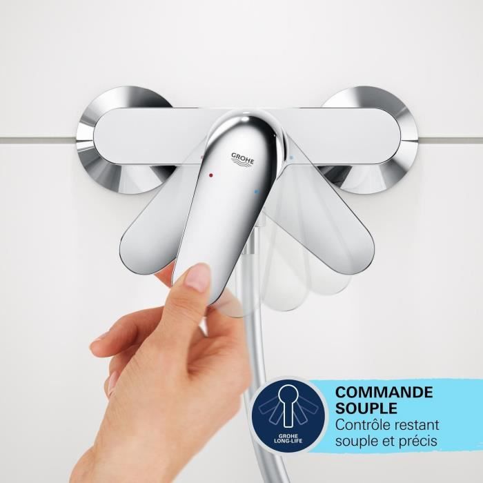 Mitigeur monocommande Bain / Douche - GROHE - Start Edge - Chromé - Economie d'eau - Garantie 5 ans