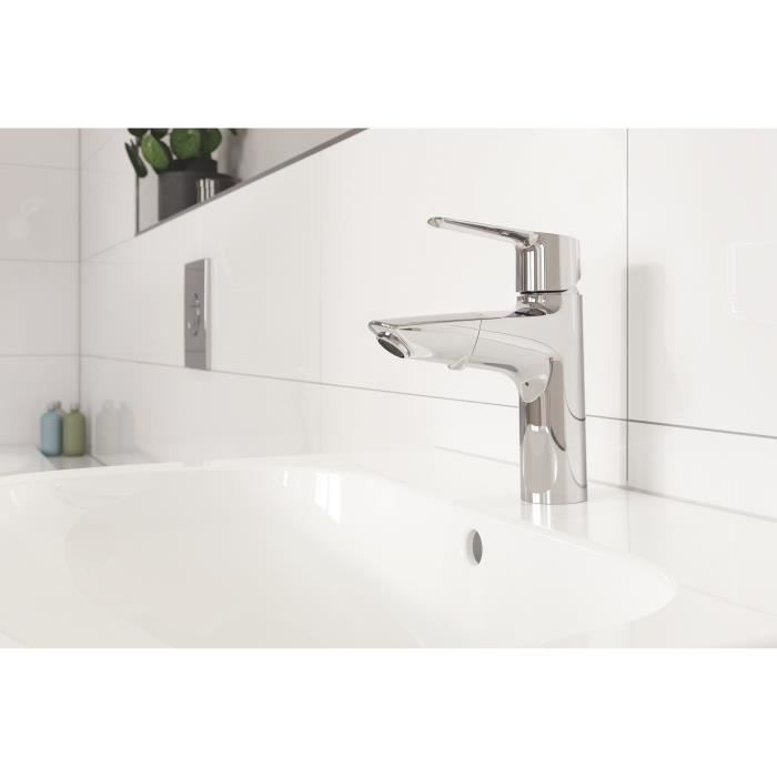 GROHE QUICKFIX Mitigeur monocommande lavabo de salle de bains Start, douchette extractible Mousseur économie d'eau taille M