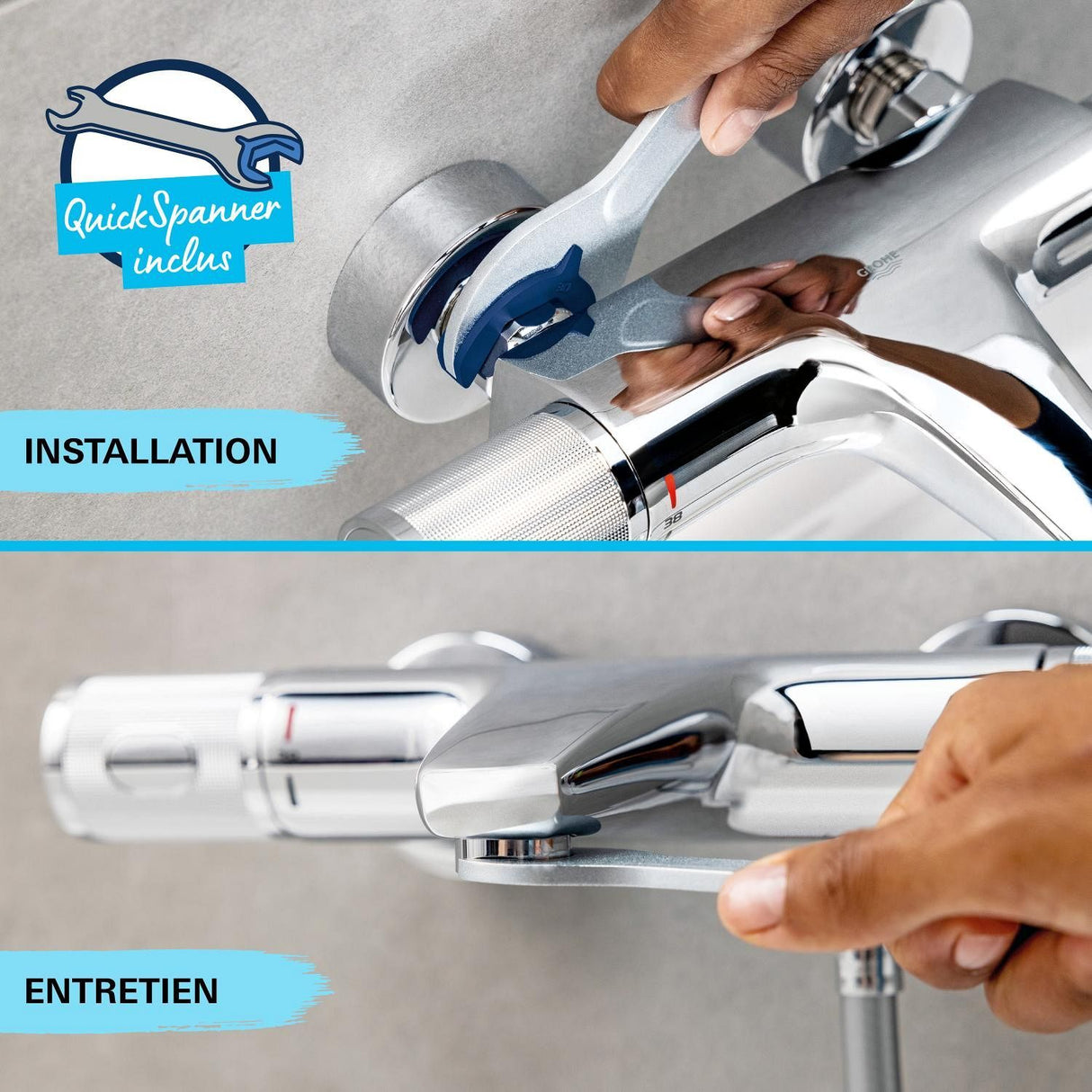 Mitigeur Bain / Douche Start - GROHE - 24206002 - Inverseur automatique - Mousseur économique - Chromé